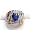 S357-146 SILVER RHODIUM PLATED SAPPHIRE MEN'S RING