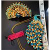 Image 1 : TURQUOISE CRYSTAL PEACOCK HAIR CLIP &