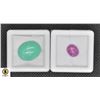 Image 1 : #172-NATURAL RUBY 3.35CT & CHRYSOPRASE 9.70CT
