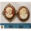 PAIR OF VINTAGE CARVED CAMEO BROOCHES