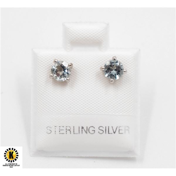 #251- UNHEATED AQUARMARINE STUD EARRINGS