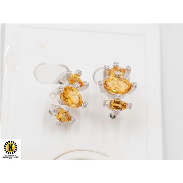#114-YELLOW CITRINE & CZ EARRINGS