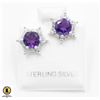 Image 1 : #111-PURPLE AMETHYST & CZ  EARRINGS