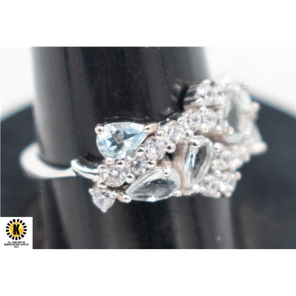 #141-WHITE TOPAZ & CZ RING SIZE 6.75