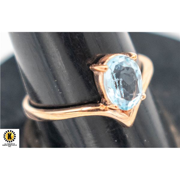 #135-SKY BLUE TOPAZ 6 X 8 RING SIZE 7.5