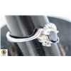 Image 1 : #123-HEATED BLUE SAPPHIRE & CZ RING SIZE 8.5