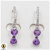 Image 1 : #144-UNHEATED AMETHYST & CZ EARRINGS