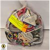 Image 1 : LARGE BAG FULL OF LAPEL PINS, BADGES, KEYCHAINS,
