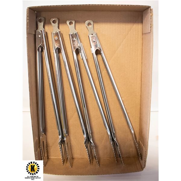 FLAT OF 4 NEW BARBEQUE TONGS