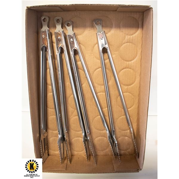 FLAT OF 4 NEW BARBEQUE TONGS