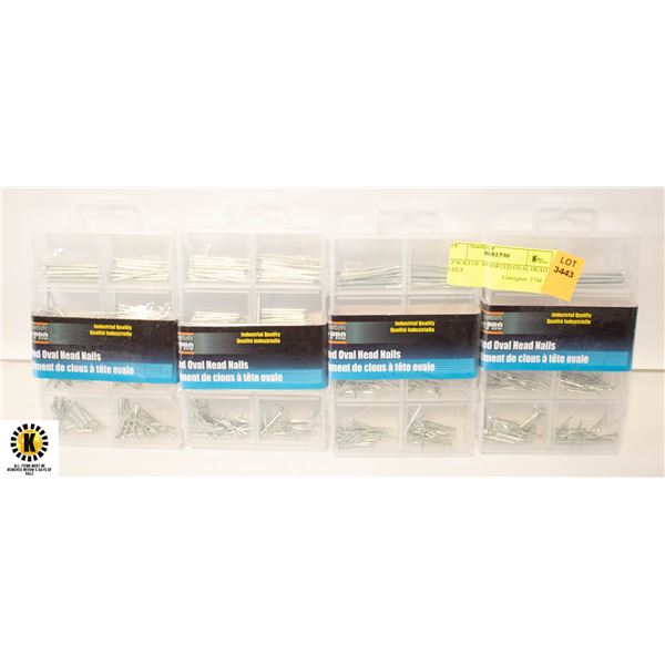 4 PACKS OF ASSORTED OVAL HEAD NAILS