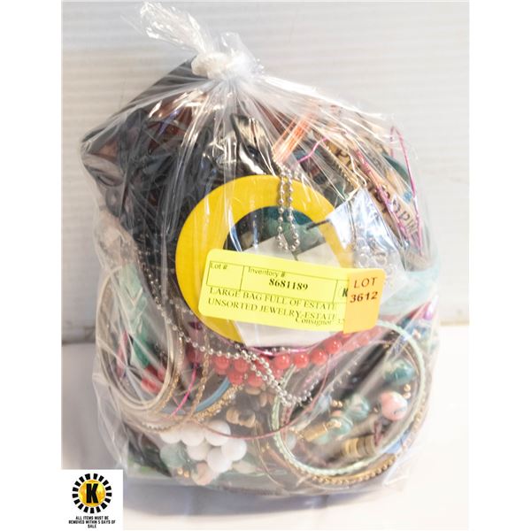 LARGE BAG FULL OF ESTATE UNSORTED JEWELRY-ESTATE