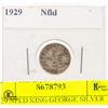 Image 1 : 1929 NFLD KING GEORGE SILVER FIVE CENT