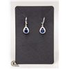 Image 1 : STAMPED 925 BLUE CENTER W. CLEAR ACCENTS EARRINGS