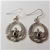 Image 1 : JP952-165 SILVER BLACK ONYX EARRINGS