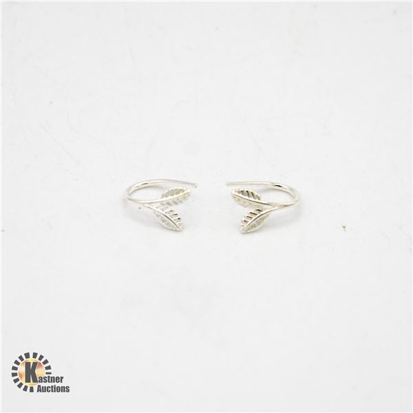 NEW .925 SILVER LEAF EARRINGS