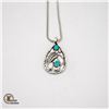 Image 1 : NEW .925 SILVER PENDANT NECKLACE WITH BLUE INLAY