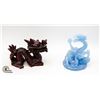 Image 2 : TWO DRAGON FIGURINES, BLUE ONE GLOWS