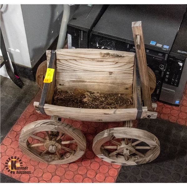 WOODEN WAGON PLANTER