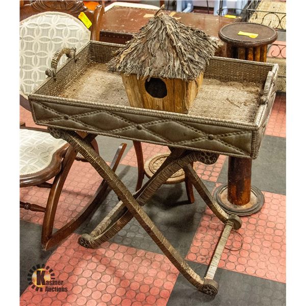 OUTDOOR TABLE & TRAY WITH BIRD HOUSE