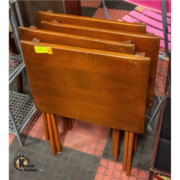 4 FOLDING WOODEN TABLES AS IS