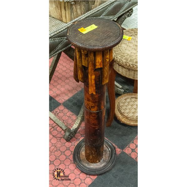 WOODEN TIKI STYLE PLANT STAND