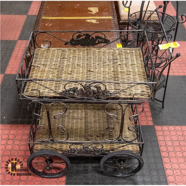 METAL FRAMED WICKER CART
