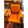 Image 1 : DARK ORANGE COLOURED WOODEN FRAMED CHAIR
