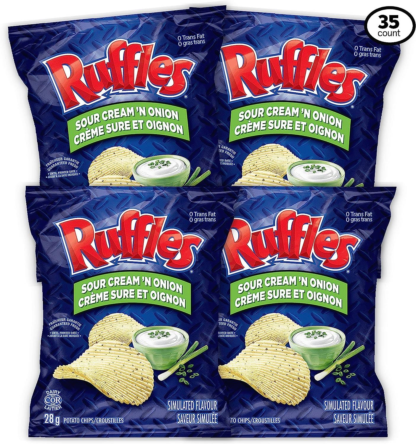 Snack Riffles NEW CASE OF 35 RUFFLES SOUR CREAM & ONION SNACK