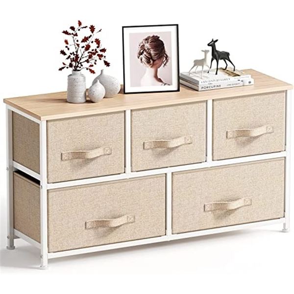 NEWLY ASSEMBLED FABRIC STORAGE CHEST W/ 5 DRAWERS