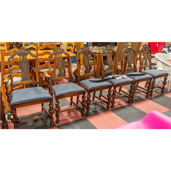 6 WOOD FRAMED CHAIRS