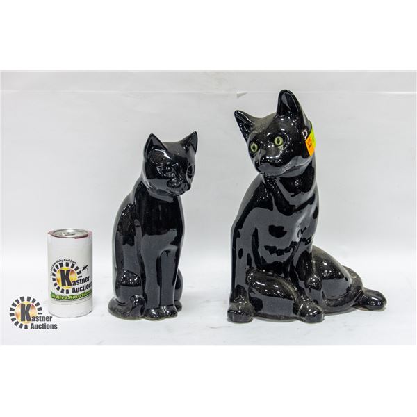 PAIR OF BLACK CAT DECOR FIGURINES