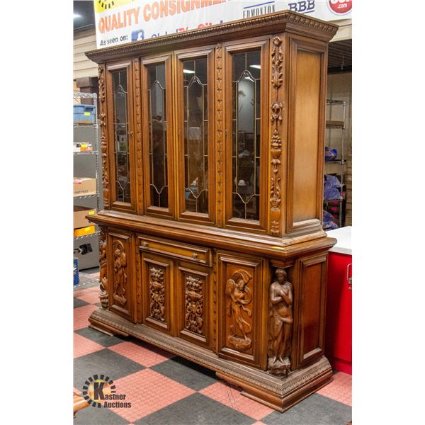 CHINA CABINET WITH HUTCH ORNATE WOOD