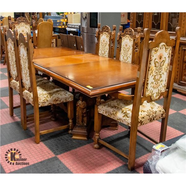 DINING TABLE SET WITH 6 CHAIRS + LEAF INSERT