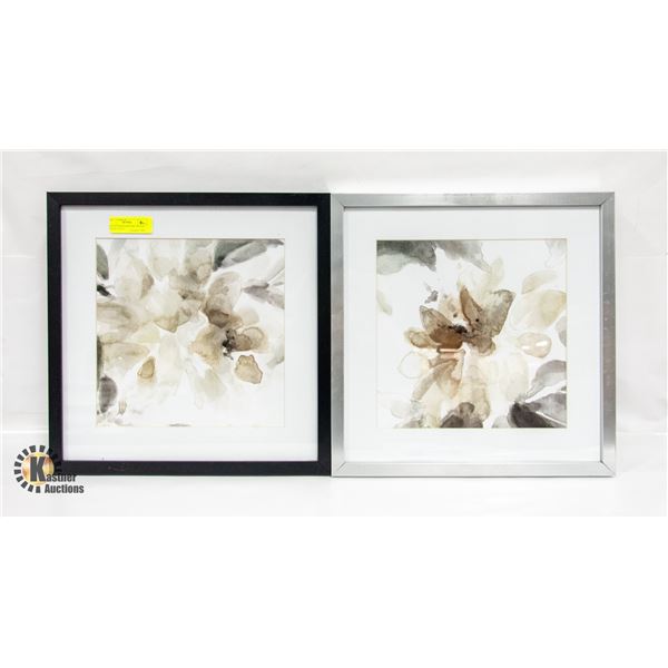 SET OF FRAMED WATER COLOUR PRINTS 17"X17"