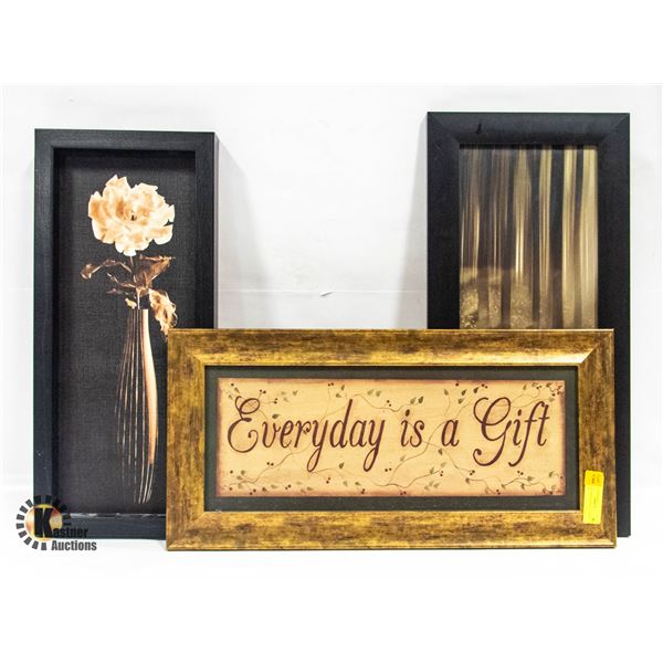 LOT OF THREE WALL HANGING ART DECOR