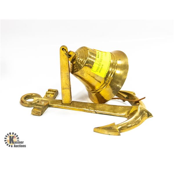 VINTAGE NAUTICAL BRASS BELL & ANCHOR