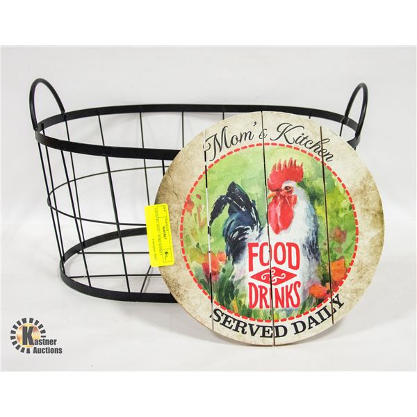 COUNTRY SIGN + WIRE BASKET