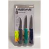 Image 1 : NEW SEALED FARBERWARE 3PC PARING KNIFE SET W/TIP