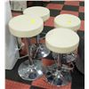 Image 1 : SET OF 4 CHROME AND WHITE LEATHERETTE BAR STOOLS