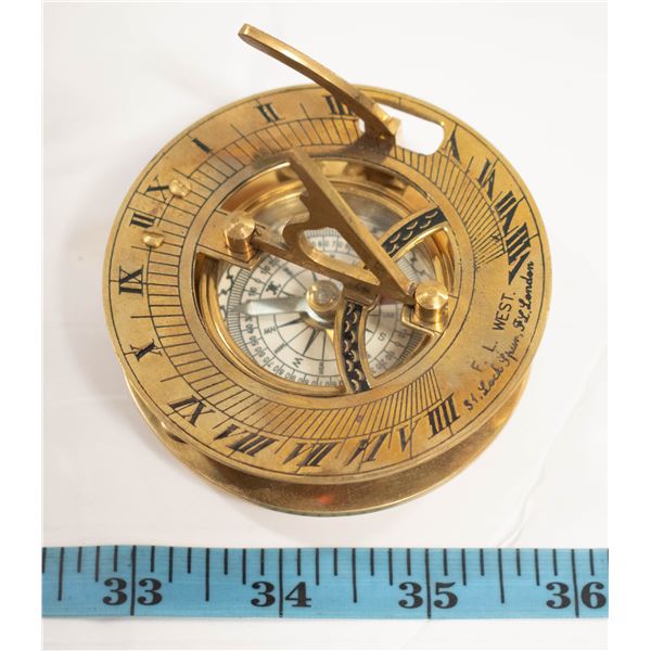 BRASS SUNDIAL AND COMPASS