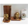 Image 1 : DEEP DRIVERS MASK WOOD & BRASS BOOKENDS NEW