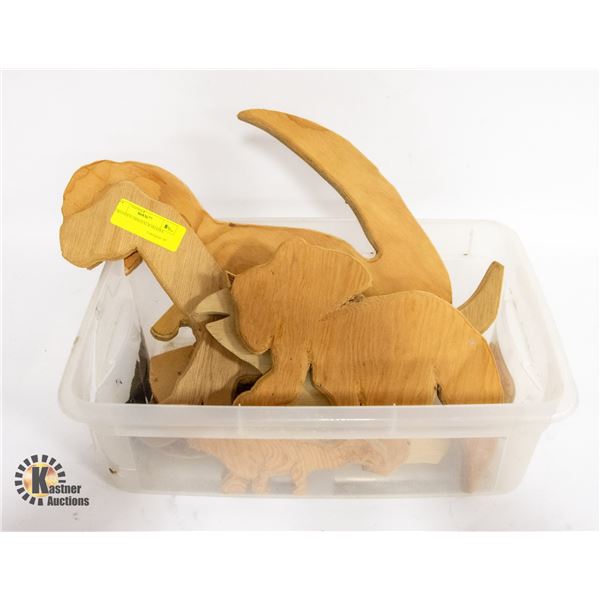 6 WOODEN DINOSAUR SHAPES