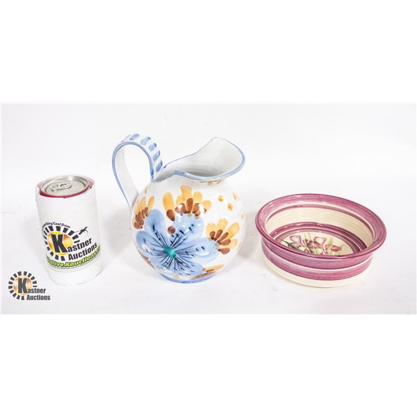 VINTAGE HAND PAINTED ITALY PITCHER &  ARTISAN