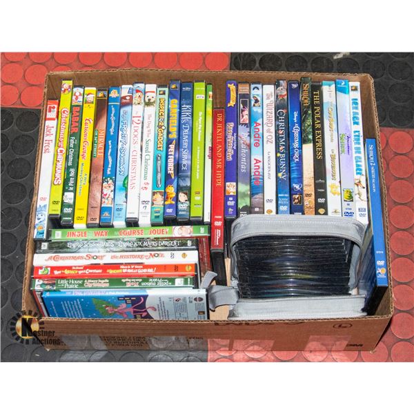 BOX WITH 64 KIDS DVD MOVIES INCLUDING A