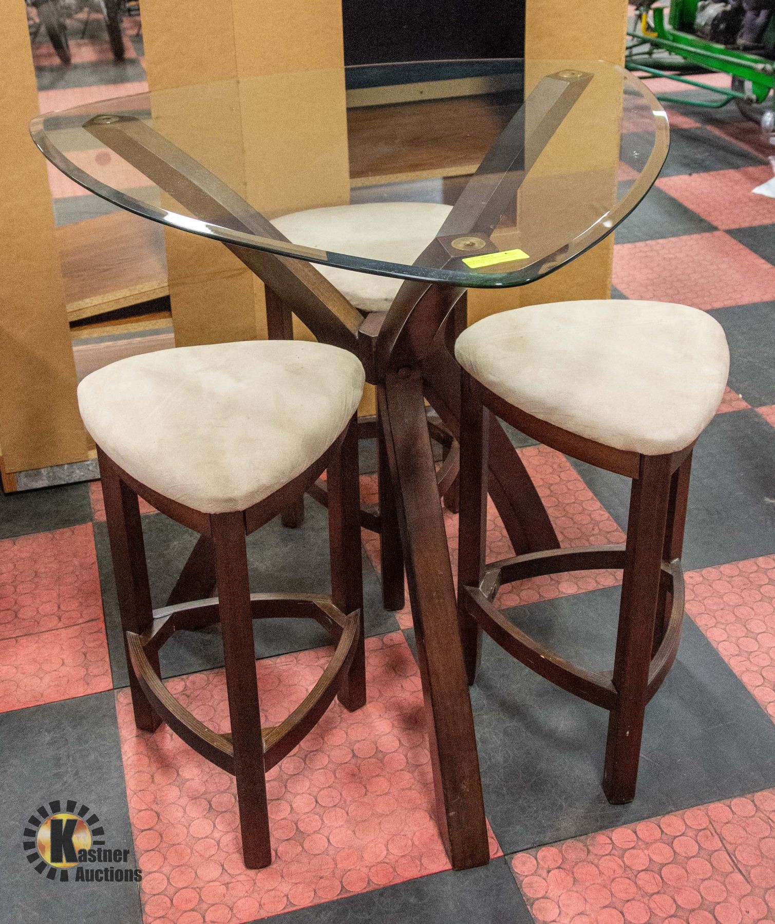 TRIANGLE MULTI USE TABLE WITH 3 BAR STOOLS SET