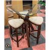 Image 1 : TRIANGLE MULTI USE TABLE WITH 3 BAR STOOLS SET