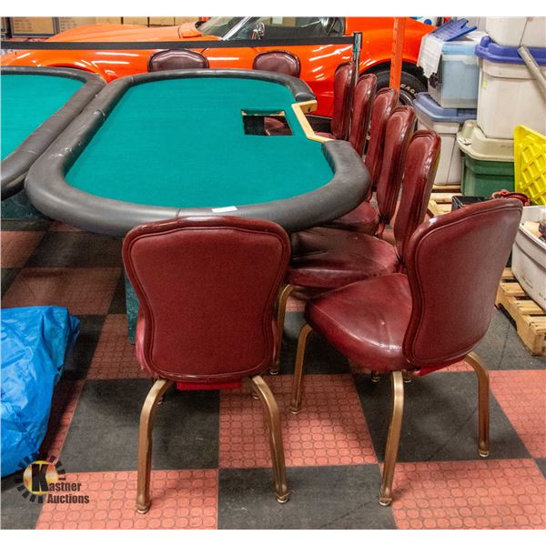 FOLDABLE POKER TABLE WITH 9 CHAIRS
