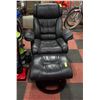 Image 1 : LEATHERETTE RECLINING ARM CHAIR W/OTTOMAN