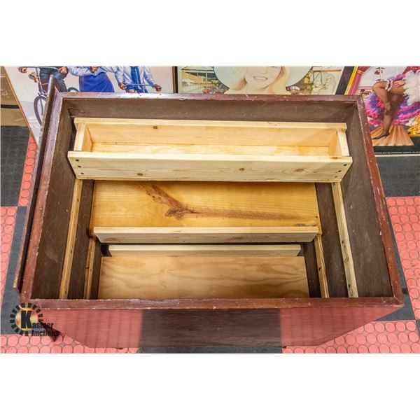 WHEELED WOODEN TOOL BOX- 29" X 29" X 20"